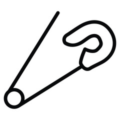 Steel Unlocked Safety Pin Concept Vector Icon Design, Tailor and Sewing  accessory on White background