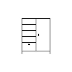 closet, wardrobe, furniture line illustration icon on white background