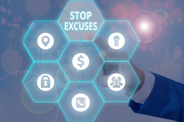 Text sign showing Stop Excuses. Business photo showcasing put an end to an explanation for...