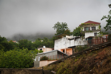 Mountain village in rainy weather, Montenegro.