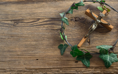 the crown of thorns and the cross of Jesus Christ