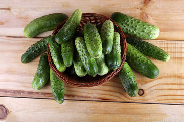 Cucumbers on table