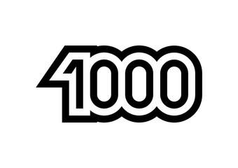 Number 1000 vector icon design - obrazy, fototapety, plakaty