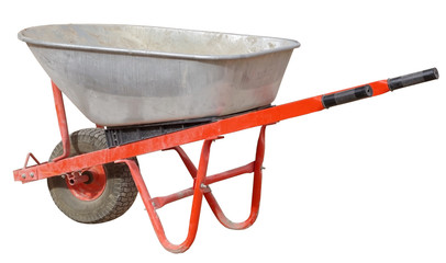 Garden wheelbarrow cart isolated on white