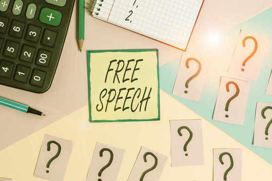 Handwriting text writing Free Speech. Conceptual photo the right of showing to express their opinions publicly Mathematics stuff and writing equipment above pastel colours background