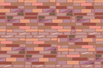 Old brick wall seamless illustration - texture pattern. Hand drawn.