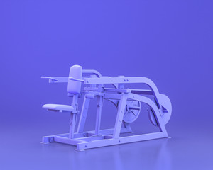 Obraz premium body build gym equipments, in monochrome blue color background,tricepts,3d Rendering