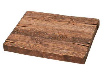 Cutting board made of solid dark wood. Isolated