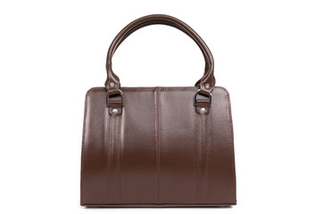model of a brown leather bag on a white background