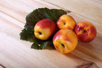 Nectarines on table