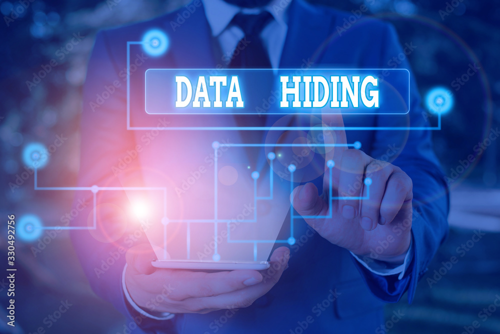 Poster text sign showing data hiding. business photo showcasing secretly embedding data in graphics images 
