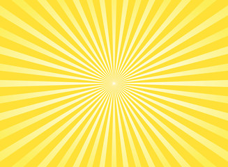 Sunlight rays horizontal background. Bright yellow color burst background.