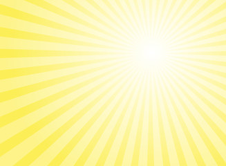 Sunlight rays horizontal background. Bright yellow color burst background.