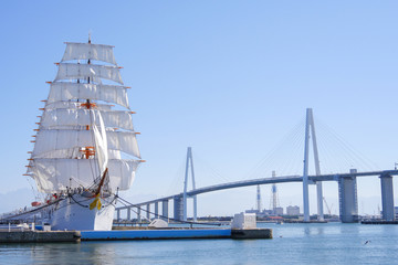 海王丸と新湊大橋