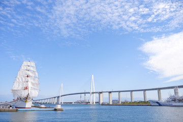 海王丸と新湊大橋