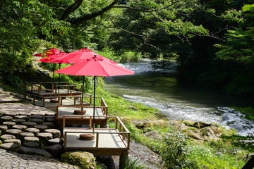 鶴仙渓川床 © Kichi