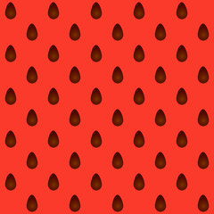 Vector watermelon seamless pattern with black seeds on a pink background.