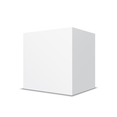 White cube. Square box. Vector illustration.