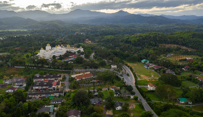 Aerial view of rural Kuala Kangsar town in Perak State, Malaysia