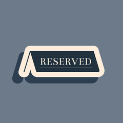 Black Reserved icon isolated on grey background. Long shadow style. Vector Illustration