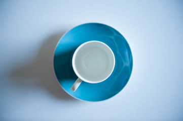 blue cup on white background