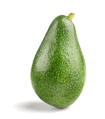 Green ripe avocado isolated on white background