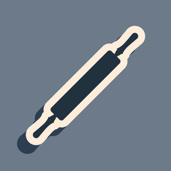 Black Rolling pin icon isolated on grey background. Long shadow style. Vector Illustration