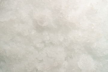 Naklejka premium Closeup of flake ice at seafood market or super market.