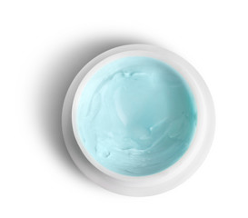 Natural cream in jar isolated on white background