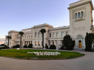 Fototapeta premium YALTA, CRIMEA-JANUARY 31,2020: Livadia Palace of white stone