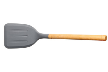 silicone and wooden spatula isolated on white background