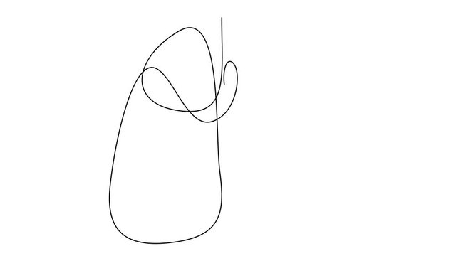 Self drawing animation of single continuous line art anatomical human lungs silhouette. Healthy medicine against smoking concept design world no tobacco day tuberculosis one sketch outline drawing.