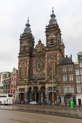 Saint Nicholas Basilica the major Catholic church in Old center District in Amsterdam, Netherlands.