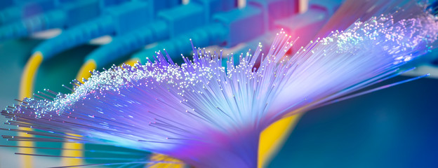 Obraz na płótnie Canvas fiber optics network cable for fast communications