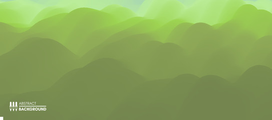 Landscape with green mountains. Mountainous terrain. Abstract nature background. Vector illustration.