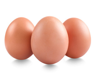 Fresh eggs isolated on a white background