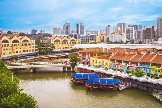 aerial view of Clarke Quay in singapore