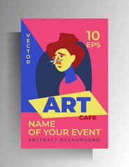 Event poster design template. Multicolored illustration A4 format. Vector 10 EPS.