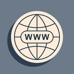 Black Go To Web icon isolated on grey background. Www icon. Website pictogram. World wide web symbol. Internet symbol for your web site design, app, UI. Long shadow style. Vector Illustration