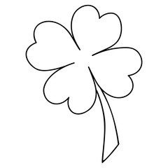 Clover. A leaf that brings good luck. Four-leafed. Sketch. Vector illustration. Contour on an isolated background. Coloring book. A plant that is a lucky sign to find. Four sheets. Saint Patrick Day. 