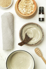 Homemade beauty products, DIY organic, toxic free, zero waste skin care cosmetic, home spa concept