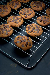 Sweet and tasty vegan cookies, made of chickpeas, peanut butter, dates and vegan chocolate.