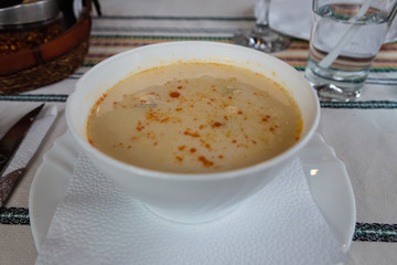 Bulgarian sour soup made of tripe