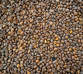 Coffee beans, texture, background, brown. 