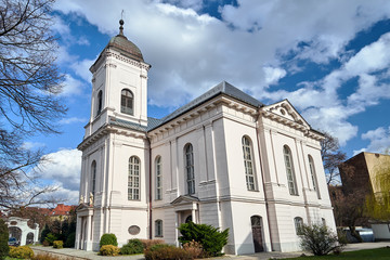 Fototapeta na wymiar A historic, former Evangelical church, now a Roman Catholic in Poznan.