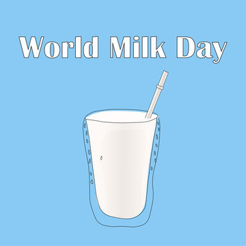 World milk day. Glass of milk. Vector illustration