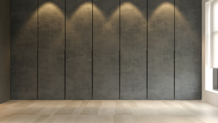 Black minimalist Interior of modern living room 3D rendering