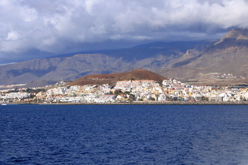 Town and port of Los Cristianos of the southern part of Tenerife in the Spanish Canary Islands