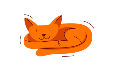 Cute cat sleeping vector illustration, domestic pet cartoon.