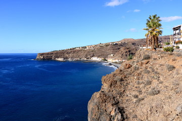 Fototapeta na wymiar Playa de Santiago in La Gomera Canary Islands Spain from sea